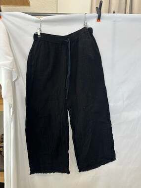 Eileen Fisher Organic Cotton Gauze Wide Leg Pants Black Size M